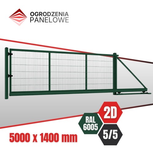 Brama przesuwna 2D  panelowa, 5000×1400 mm, RAL 6005.jpg